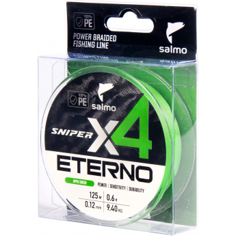 Шнур плетёный SALMO SNIPER х4 ETERNO BRAID Apple Green 125/012 Шнур плетёный SALMO SNIPER х4 ETERNO BRAID Apple Green 125/012